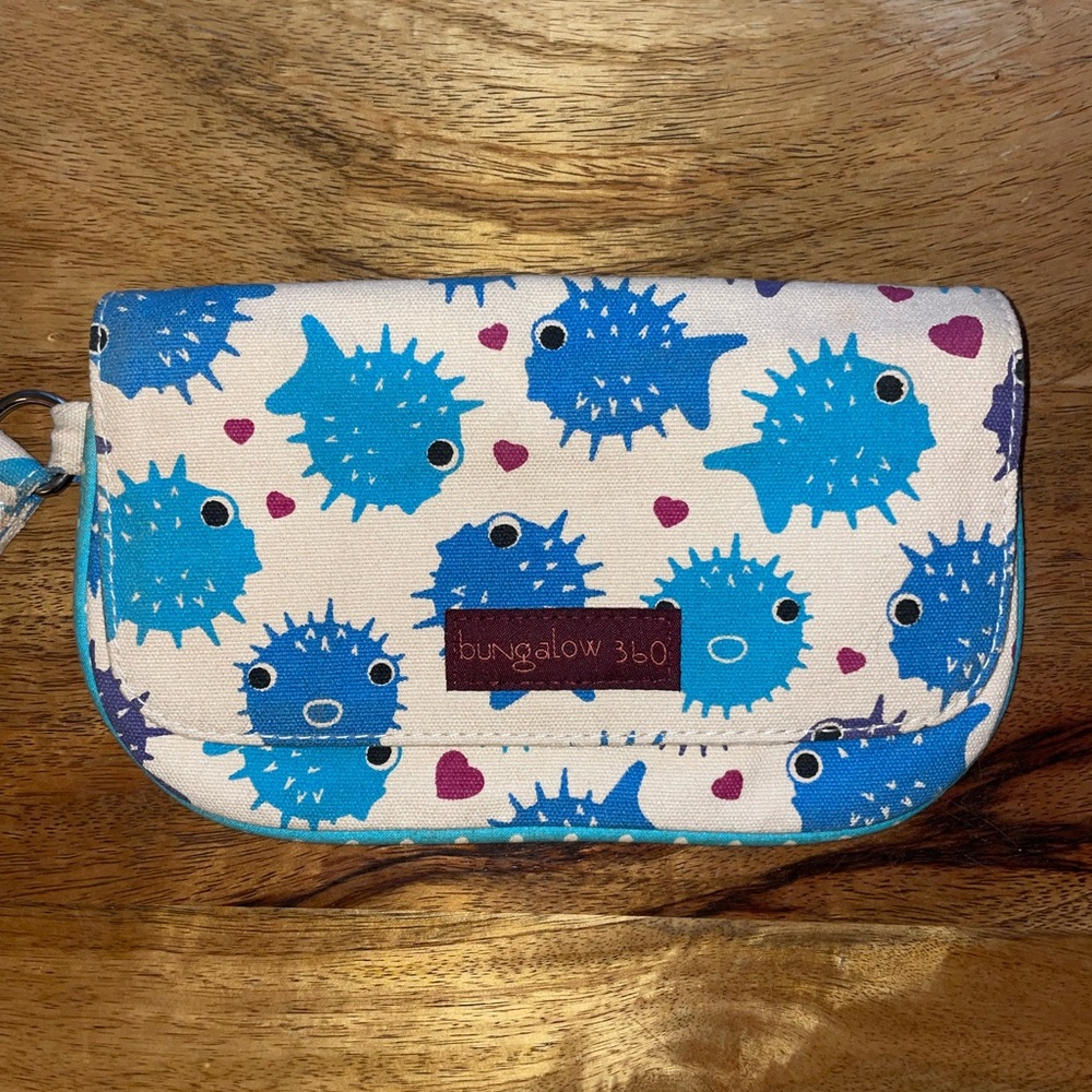 Bungalow 360 Cotton Canvas Puffer Fish Wristlet